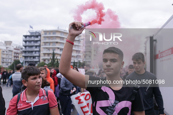 Students, educational associations and members of the Thessaloniki Students' Coordination Committee demonstrate about the problems in second...