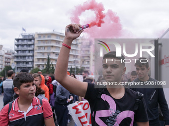 Students, educational associations and members of the Thessaloniki Students' Coordination Committee demonstrate about the problems in second...