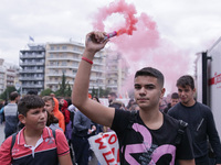 Students, educational associations and members of the Thessaloniki Students' Coordination Committee demonstrate about the problems in second...