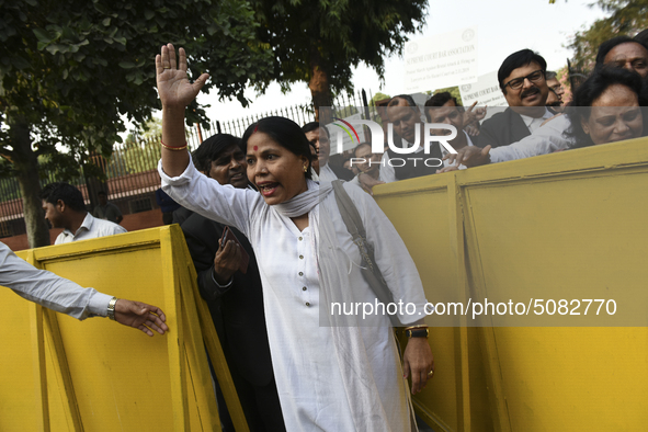 Lawyers march towards India Gate from the Supreme Court premises as they protest against Delhi Police on 4 November 2019 in New Delhi, India...