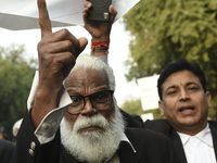 Lawyers march towards India Gate from the Supreme Court premises as they protest against Delhi Police on 4 November 2019 in New Delhi, India...