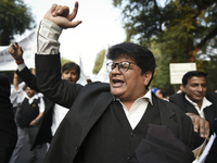 Lawyers march towards India Gate from the Supreme Court premises as they protest against Delhi Police on 4 November 2019 in New Delhi, India...