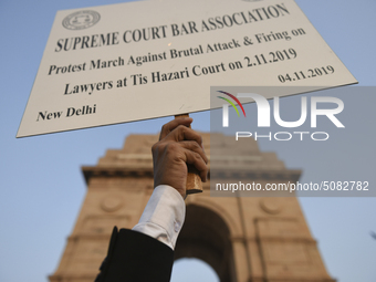 Lawyers protests in front of India Gate against Delhi Police on 4 November 2019 in New Delhi, India. A major clash broke out between Delhi P...