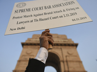 Lawyers protests in front of India Gate against Delhi Police on 4 November 2019 in New Delhi, India. A major clash broke out between Delhi P...