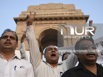 Lawyers march towards India Gate from the Supreme Court premises as they protest against Delhi Police on 4 November 2019 in New Delhi, India...