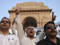 Lawyers march towards India Gate from the Supreme Court premises as they protest against Delhi Police on 4 November 2019 in New Delhi, India...