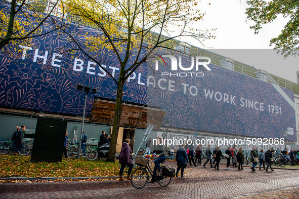 A very big banner can be seen it on a wall during the massive teachers demonstration that took place in The Hague, on November 6th, 2019. 