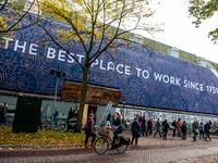 A very big banner can be seen it on a wall during the massive teachers demonstration that took place in The Hague, on November 6th, 2019. (