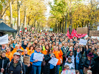 Thousands of teachers are seen listening the speeches during the massive teachers demonstration that took place in The Hague, on November 6t...