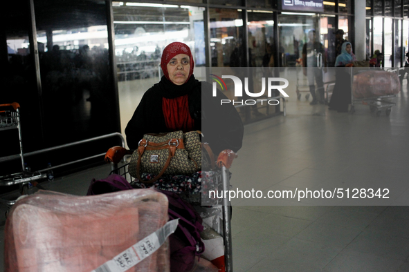 Women Migrant workers seen returning from Saudi Arabia at Hazrat Shahjalal International Airport in Dhaka, Bangladesh on 15 November  2019....