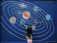 Children with Parents see education Graffiti themed walls in a narrow alley in Pademangan, Jakarta, November, 15,2019. Graffiti on the wall...