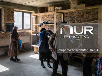 Room inside the protestant church, were the clothes that pastor Ivanov and others bring, are stock and distributed to the local population....