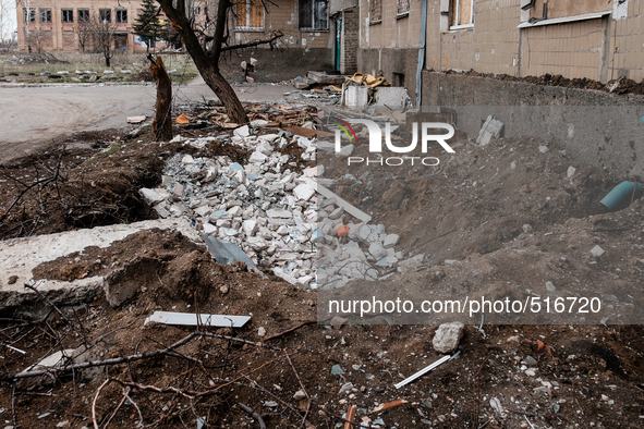 A remember of the not so long ago combats in Krasnogorovka. Hole after mortar hit the ground.
On April 6 2015, we visit Krasnogorovka. What...