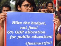 Students, Alumni of  Jawaharlal Nehru University  (JNU) at the part in the a protest rally against Center Modi Goverment apple to the Save P...