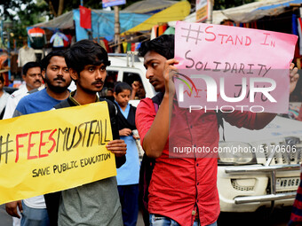 Students, Alumni of  Jawaharlal Nehru University  (JNU) at the part in the a protest rally against Center Modi Goverment apple to the Save P...