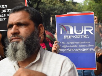 Students, Alumni of  Jawaharlal Nehru University  (JNU) at the part in the a protest rally against Center Modi Goverment apple to the Save P...