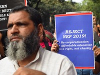 Students, Alumni of  Jawaharlal Nehru University  (JNU) at the part in the a protest rally against Center Modi Goverment apple to the Save P...