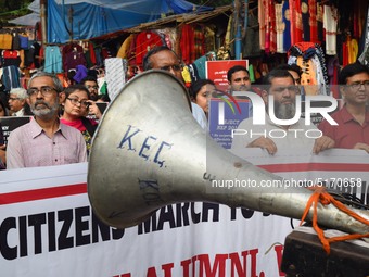 Students, Alumni of  Jawaharlal Nehru University  (JNU) at the part in the a protest rally against Center Modi Goverment apple to the Save P...