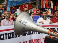 Students, Alumni of  Jawaharlal Nehru University  (JNU) at the part in the a protest rally against Center Modi Goverment apple to the Save P...