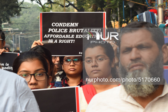 Students, Alumni of  Jawaharlal Nehru University  (JNU) at the part in the a protest rally against Center Modi Goverment apple to the Save P...