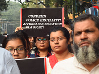 Students, Alumni of  Jawaharlal Nehru University  (JNU) at the part in the a protest rally against Center Modi Goverment apple to the Save P...