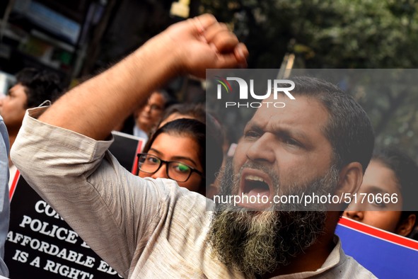 Students, Alumni of  Jawaharlal Nehru University  (JNU) at the part in the a protest rally against Center Modi Goverment apple to the Save P...