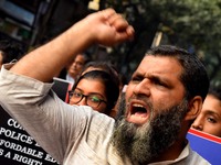 Students, Alumni of  Jawaharlal Nehru University  (JNU) at the part in the a protest rally against Center Modi Goverment apple to the Save P...