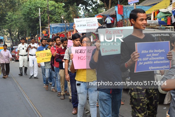 Students, Alumni of  Jawaharlal Nehru University  (JNU) at the part in the a protest rally against Center Modi Goverment apple to the Save P...