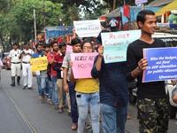 Students, Alumni of  Jawaharlal Nehru University  (JNU) at the part in the a protest rally against Center Modi Goverment apple to the Save P...