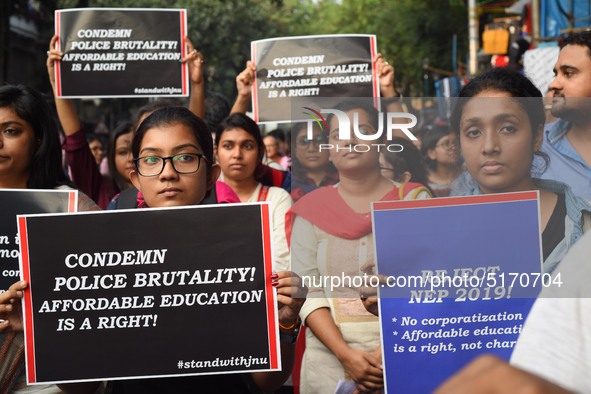 Students, Alumni of  Jawaharlal Nehru University  (JNU) at the part in the a protest rally against Center Modi Goverment apple to the Save P...