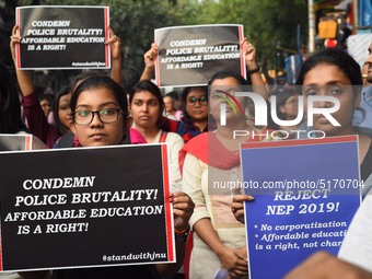 Students, Alumni of  Jawaharlal Nehru University  (JNU) at the part in the a protest rally against Center Modi Goverment apple to the Save P...