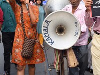 Students, Alumni of  Jawaharlal Nehru University  (JNU) at the part in the a protest rally against Center Modi Goverment apple to the Save P...