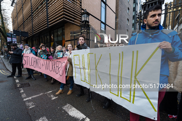 Higher and further education staff and students take part in a rally at University College London (UCL) campus in support of university staf...