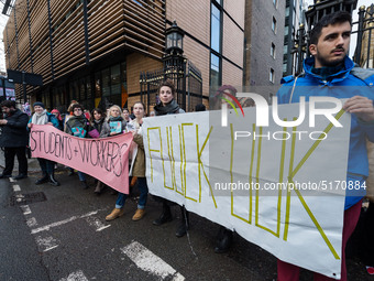 Higher and further education staff and students take part in a rally at University College London (UCL) campus in support of university staf...