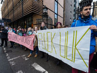 Higher and further education staff and students take part in a rally at University College London (UCL) campus in support of university staf...