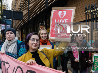 Higher and further education staff and students take part in a rally at University College London (UCL) campus in support of university staf...