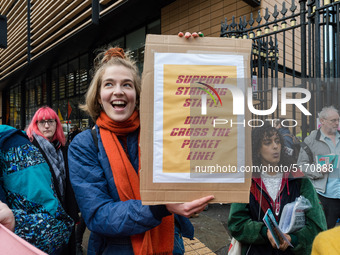 Higher and further education staff and students take part in a rally at University College London (UCL) campus in support of university staf...