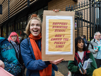 Higher and further education staff and students take part in a rally at University College London (UCL) campus in support of university staf...