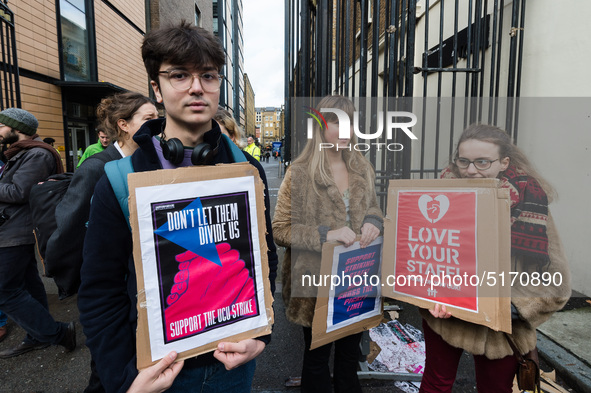 Higher and further education staff and students take part in a rally at University College London (UCL) campus in support of university staf...