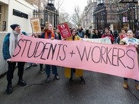 Higher and further education staff and students take part in a protest march at University College London (UCL) campus in support of univers...