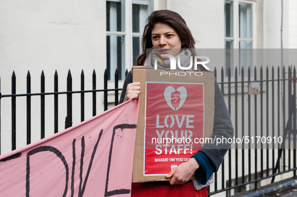 Higher and further education staff and students take part in a rally at University College London (UCL) campus in support of university staf...