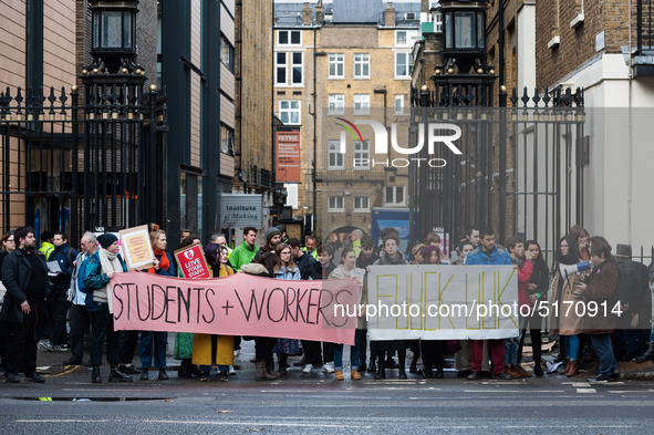 Higher and further education staff and students take part in a rally at University College London (UCL) campus in support of university staf...