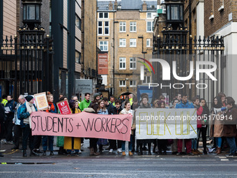 Higher and further education staff and students take part in a rally at University College London (UCL) campus in support of university staf...