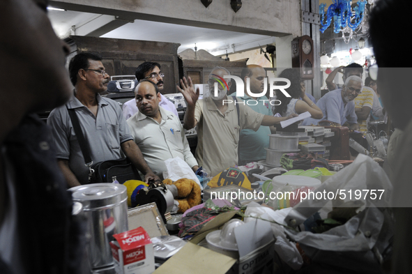 Agitated Mr. Mondol during the Auction at The Russell Exchange on 5th April , 2015 in Kolkata, India. The Russell Exchange located in Kolkat...