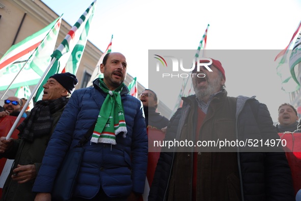 Hundreds of ex-Ilva workers from Taranto protest in Piazza Santi Apostoli in Rome, Italy, on 10 September 2019. The goal is to reach an agre...