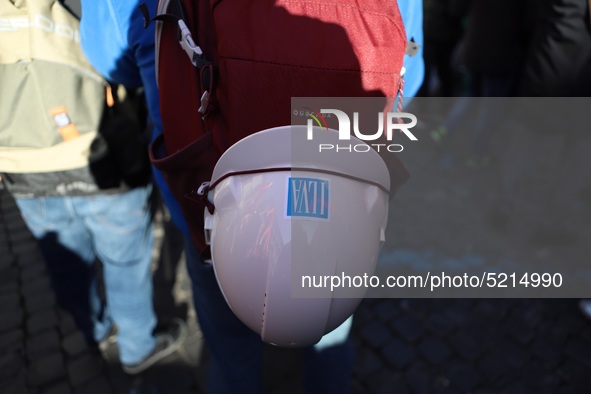 Hundreds of ex-Ilva workers from Taranto protest in Piazza Santi Apostoli in Rome, Italy, on 10 September 2019. The goal is to reach an agre...