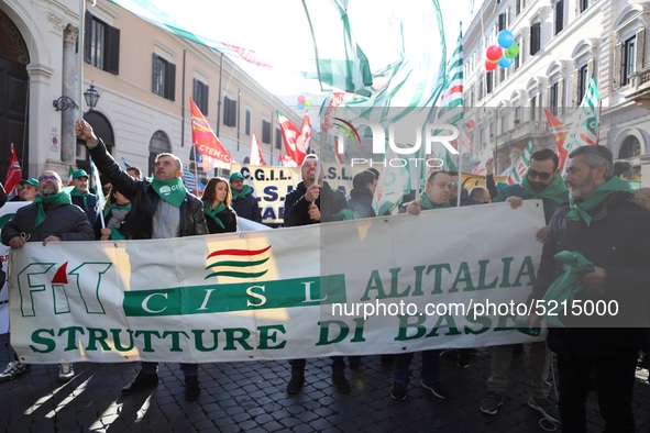 Hundreds of ex-Ilva workers from Taranto protest in Piazza Santi Apostoli in Rome, Italy, on 10 September 2019. The goal is to reach an agre...