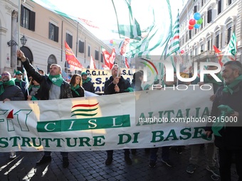 Hundreds of ex-Ilva workers from Taranto protest in Piazza Santi Apostoli in Rome, Italy, on 10 September 2019. The goal is to reach an agre...