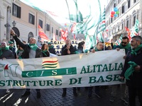 Hundreds of ex-Ilva workers from Taranto protest in Piazza Santi Apostoli in Rome, Italy, on 10 September 2019. The goal is to reach an agre...