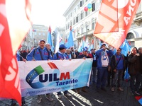 Hundreds of ex-Ilva workers from Taranto protest in Piazza Santi Apostoli in Rome, Italy, on 10 September 2019. The goal is to reach an agre...